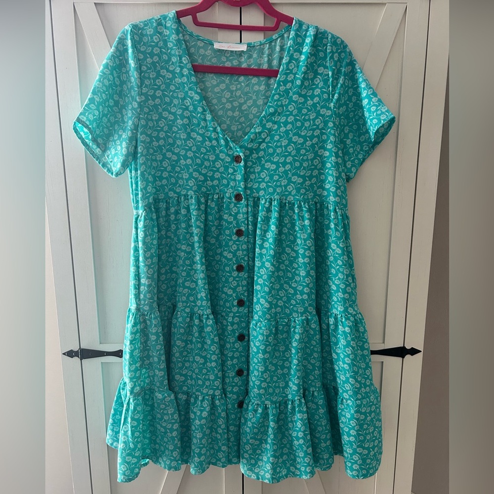 Ces Femme Teal Paisley Dress